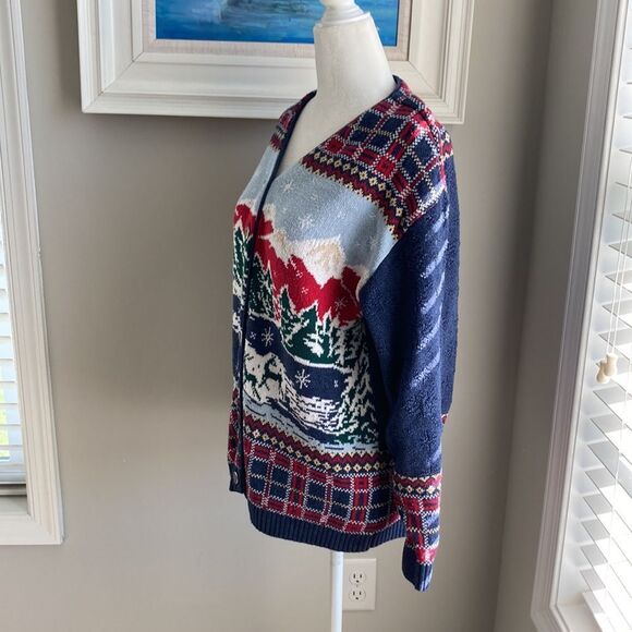 Vintage Northern Treasure Parkhurst Cardigan Mountain Holiday Winter Sweater M - Picture 6 of 12